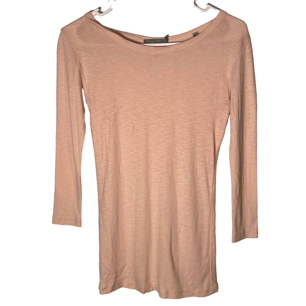 Vince pink boatneck 3/4 sleeve cotton basic tee t-shirt minimalist wardrobe sz S